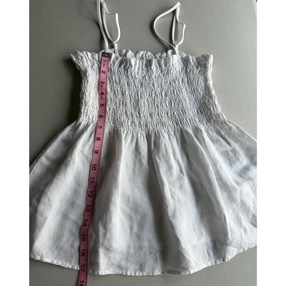 Anthropologie Cloth & Stone Smocked Linen Blend Blouse Size M White Tank Top - Picture 5 of 8